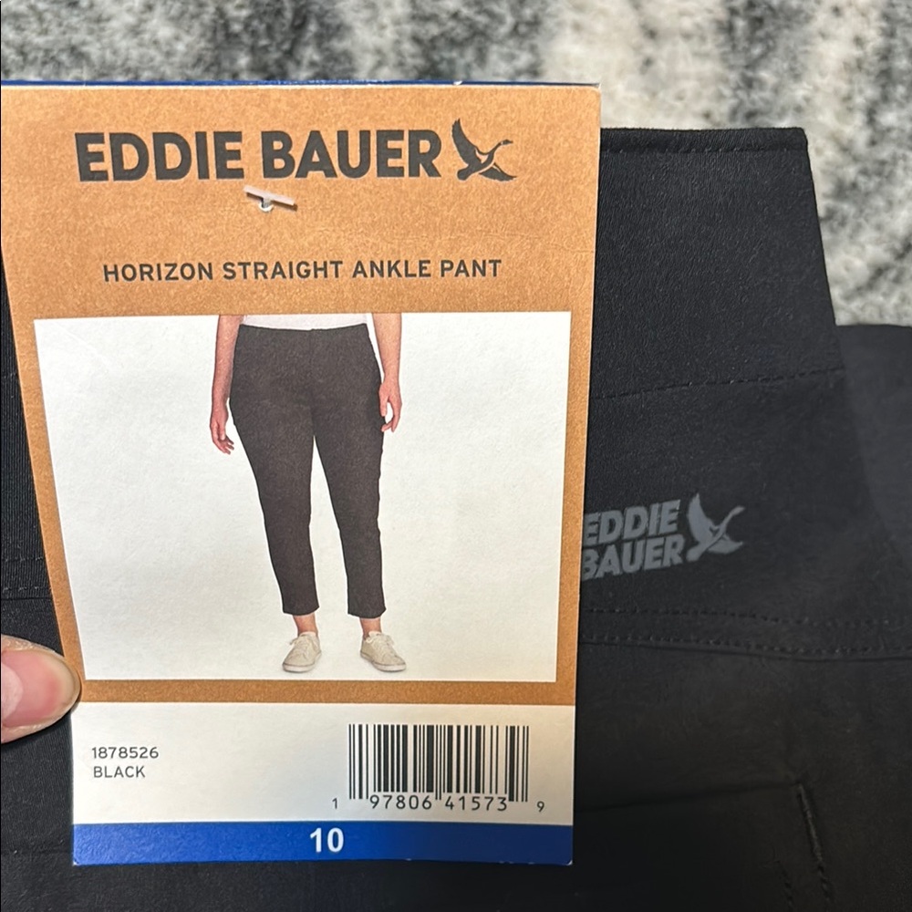 Eddie Bauer women's Black Horizon Straight Ankle Pants NWT SIZE 10